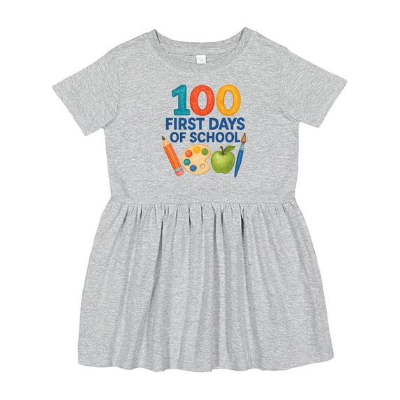 Inktastic 100 First Days of School Colorful Art Palette Girls Toddler Dress