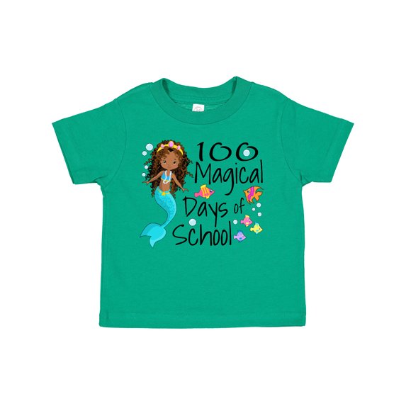 Inktastic 100 Magical Days of School with Blue Mermaid and Fish Boys or Girls Toddler T-Shirt