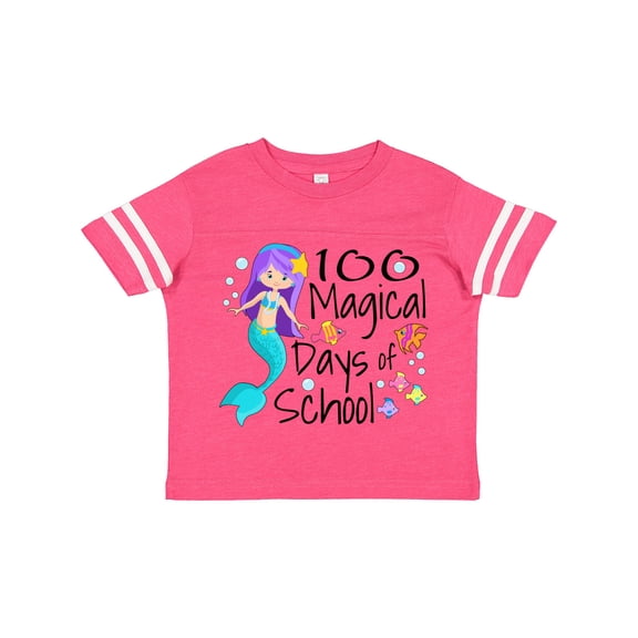 Inktastic 100 Magical Days of School with Blue Mermaid and Fish Boys or Girls Toddler T-Shirt