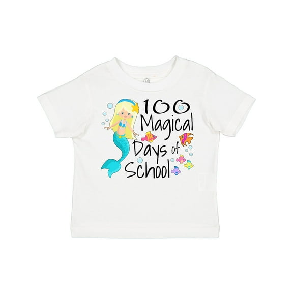 Inktastic 100 Magical Days of School with Blue Mermaid and Fish Boys or Girls Toddler T-Shirt