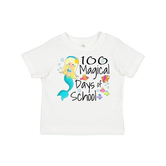 Inktastic 100 Magical Days of School with Blue Mermaid and Fish Boys or Girls Toddler T-Shirt