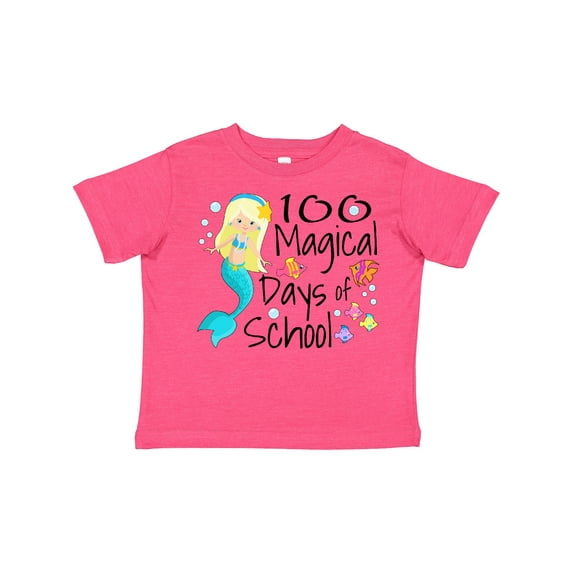 Inktastic 100 Magical Days of School with Blue Mermaid and Fish Boys or Girls Toddler T-Shirt