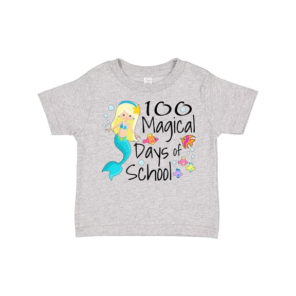 Inktastic 100 Magical Days of School with Blue Mermaid and Fish Boys or Girls Toddler T-Shirt