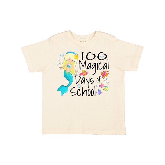 Inktastic 100 Magical Days of School with Blue Mermaid and Fish Boys or Girls Toddler T-Shirt
