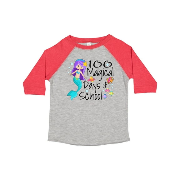Inktastic 100 Magical Days of School with Blue Mermaid and Fish Boys or Girls Toddler T-Shirt