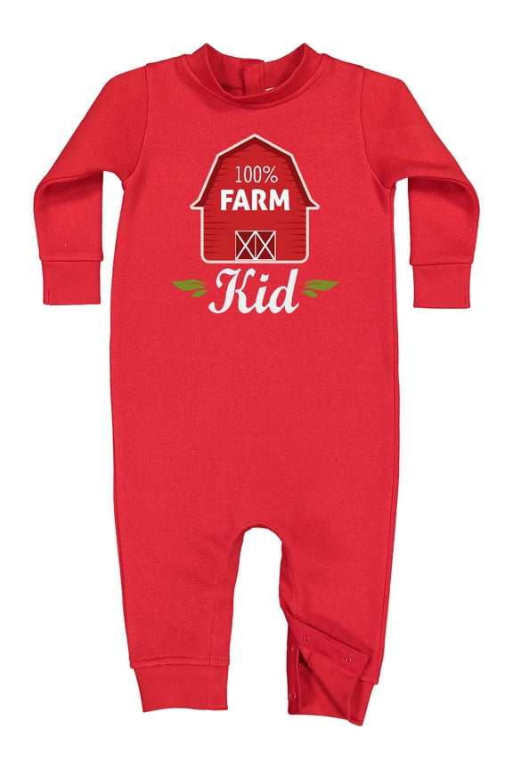 100 Percent Farm Kid Baby Fleece Romper