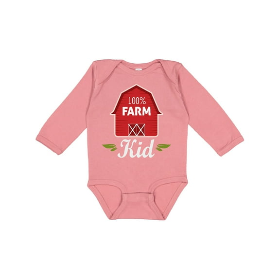 Inktastic 100 Percent Farm Kid Boys or Girls Long Sleeve Baby Bodysuit