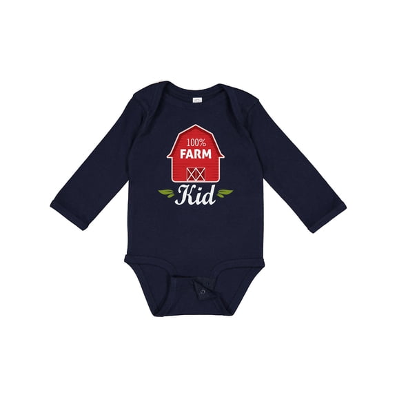 Inktastic 100 Percent Farm Kid Boys or Girls Long Sleeve Baby Bodysuit