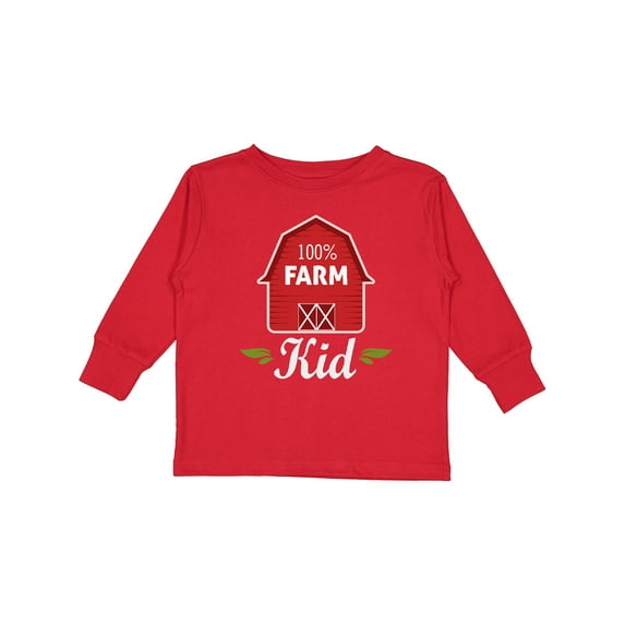 Inktastic 100 Percent Farm Kid Boys or Girls Long Sleeve Toddler T-Shirt