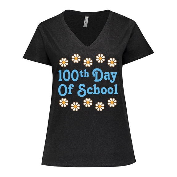 Inktastic 100th Day of School Party Women's Plus Size V-Neck T-Shirt