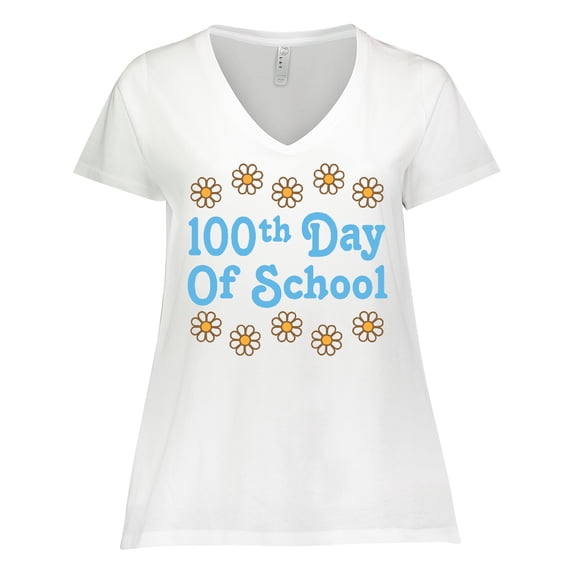 Inktastic 100th Day of School Party Women's Plus Size V-Neck T-Shirt