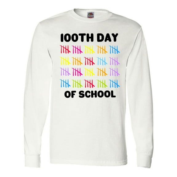 Inktastic 100th Day of School with Tally Marks Long Sleeve T-Shirt