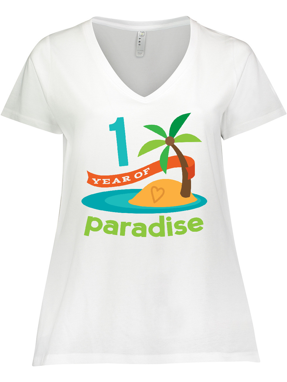 Inktastic 1st Anniversary Hawaiian Party Women's Plus Size V-Neck T-Shirt - image 1 of 4