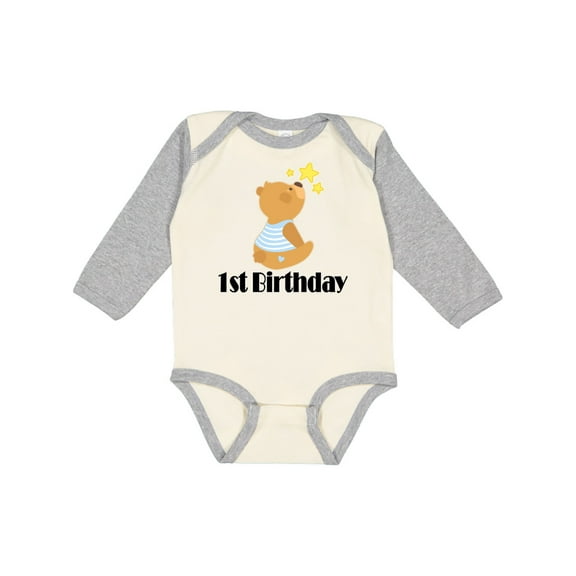 Inktastic 1st Birthday 1 Year Old Boy Bear Boys Long Sleeve Baby Bodysuit
