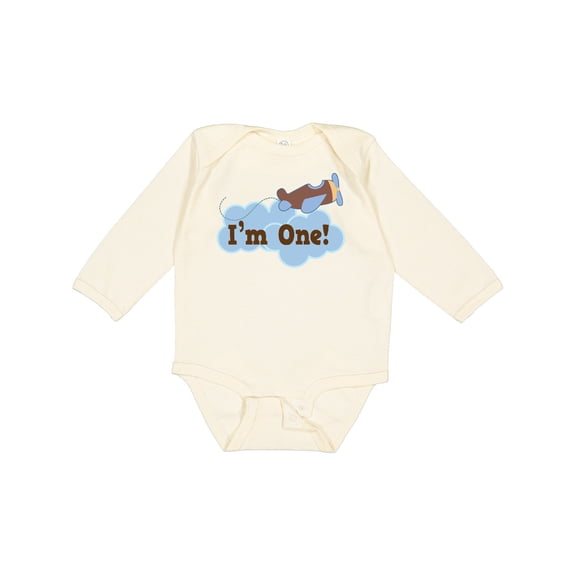 Inktastic 1st Birthday Airplane I'm One Boys Long Sleeve Baby Bodysuit
