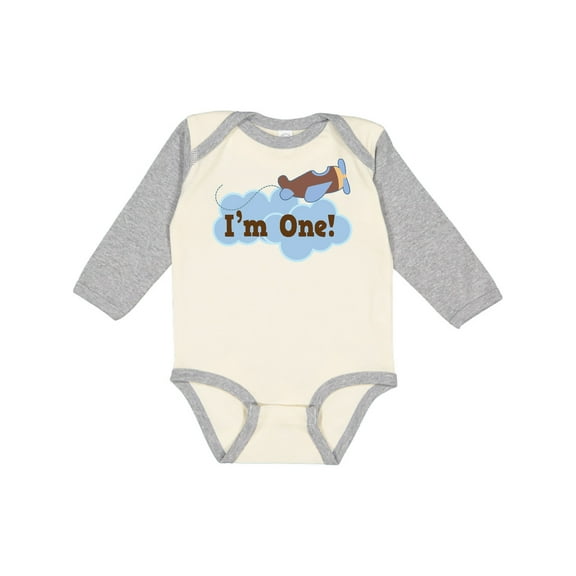 Inktastic 1st Birthday Airplane I'm One Boys Long Sleeve Baby Bodysuit