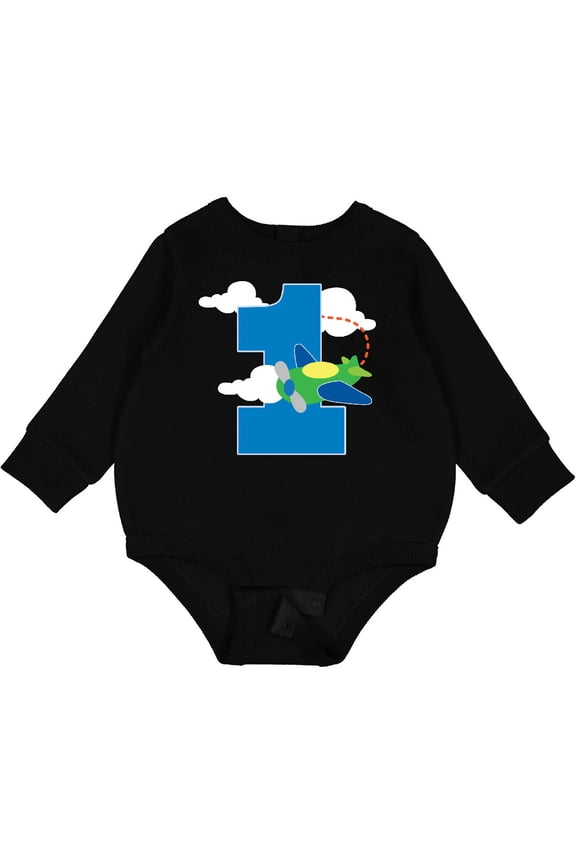 1st Birthday Airplane Pilot 1 Year Boys Baby Fleece Bodysuit