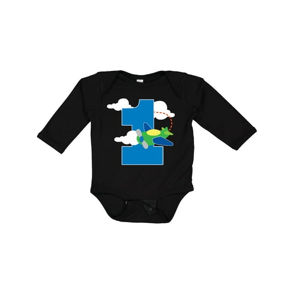 Inktastic 1st Birthday Airplane Pilot 1 Year Boys Boys Long Sleeve Baby Bodysuit