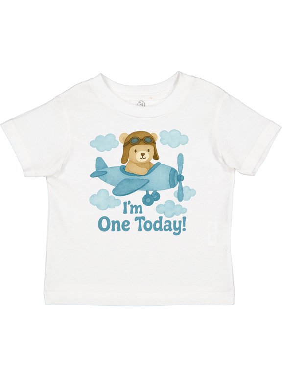 1st Birthday Airplane Teddy Bear I'm One Today Boys or Girls Baby T-Shirt