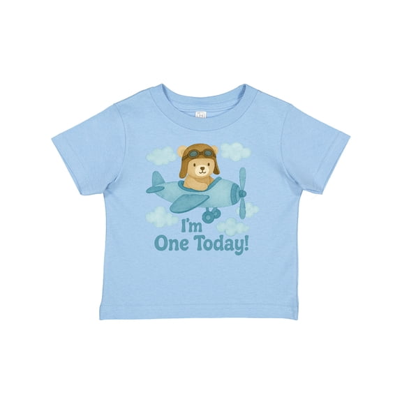 Inktastic 1st Birthday Airplane Teddy Bear I'm One Today Boys or Girls Baby T-Shirt