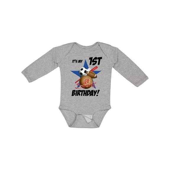 Inktastic 1st Birthday All Stars Boys Long Sleeve Baby Bodysuit