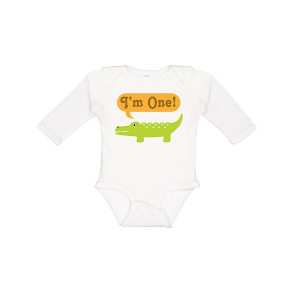 Inktastic 1st Birthday Alligator Jungle Boys or Girls Long Sleeve Baby Bodysuit