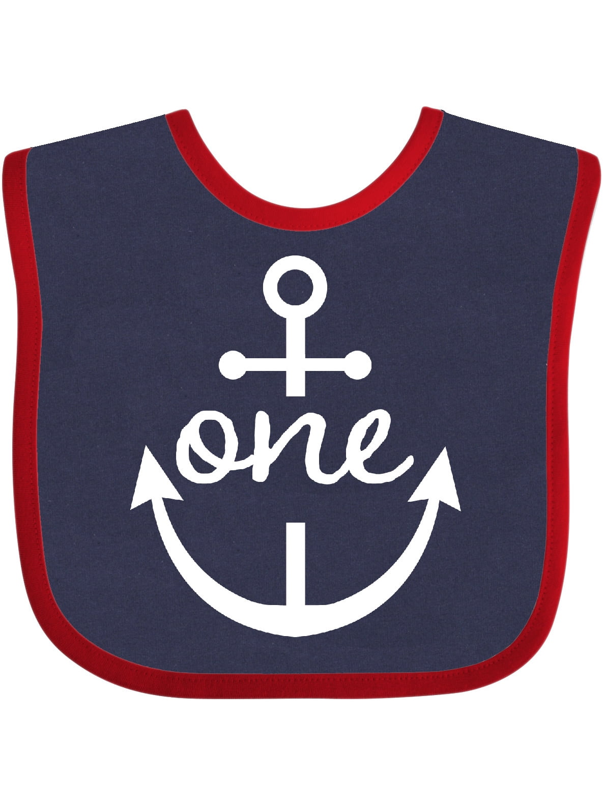 Inktastic 1st Birthday Baby Bib - Nautical Anchor Design, "One", Hook & Loop Closure, Cotton