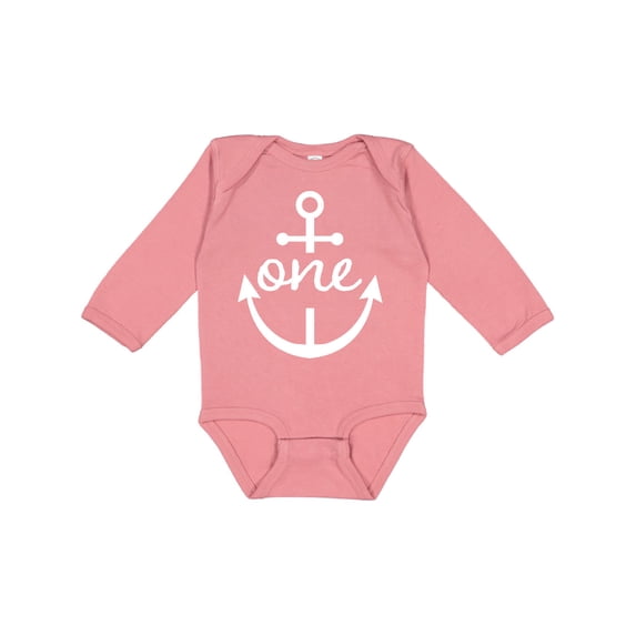 Inktastic 1st Birthday Anchor Nautical Boys or Girls Long Sleeve Baby Bodysuit