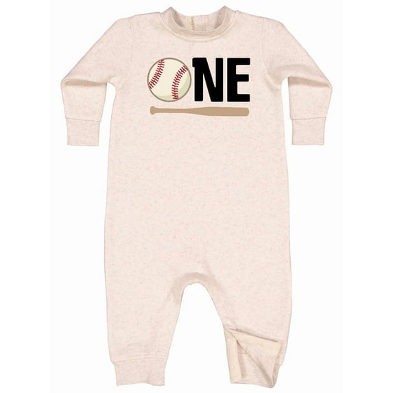 Inktastic 1st Birthday Baseball Boys First Baby Fleece Romper