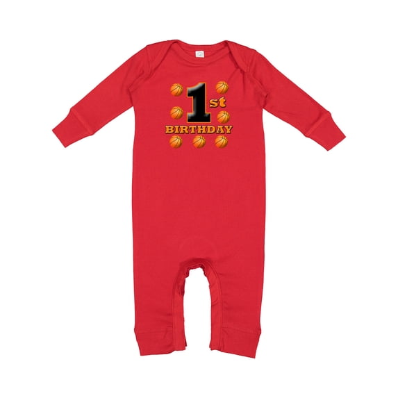 Inktastic 1st Birthday Basketball Baby Romper Coveralls
