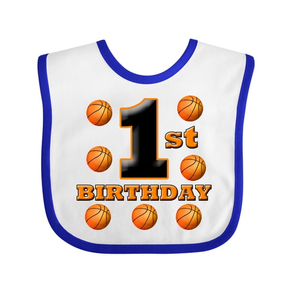 Inktastic 1st Birthday Basketball Boys or Girls Baby Bib