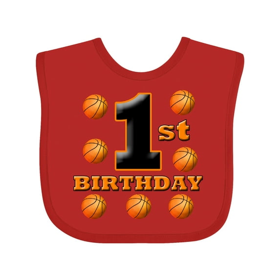 Inktastic 1st Birthday Basketball Boys or Girls Baby Bib