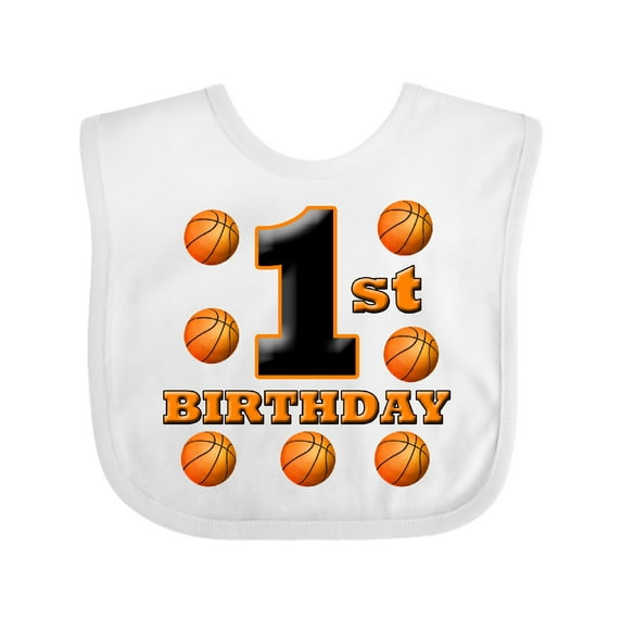 Inktastic 1st Birthday Basketball Boys or Girls Baby Bib