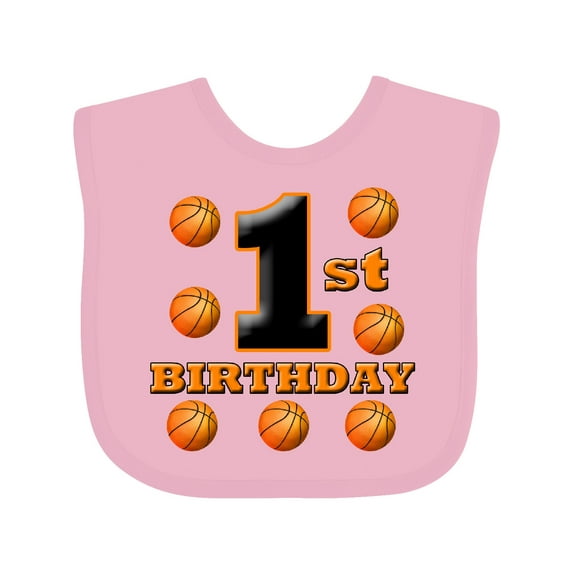 Inktastic 1st Birthday Basketball Boys or Girls Baby Bib