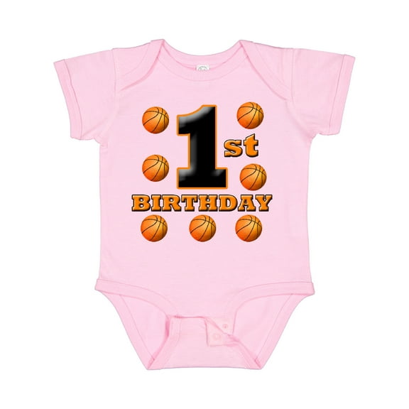 Inktastic 1st Birthday Basketball Boys or Girls Baby Bodysuit