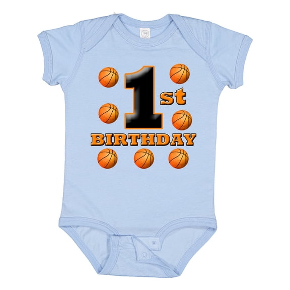 Inktastic 1st Birthday Basketball Boys or Girls Baby Bodysuit