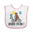 thumbnail image 1 of Inktastic 1st Birthday Bear on Bicycle 1 Year Old Boys or Girls Baby Bib, 1 of 4