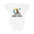 thumbnail image 1 of Inktastic 1st Birthday Bear on Bicycle 1 Year Old Boys or Girls Baby Bodysuit, 1 of 5