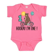 Inktastic 1st Birthday Bear on Bicycle 1 Year Old Boys or Girls Baby Bodysuit