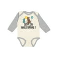 thumbnail image 1 of Inktastic 1st Birthday Bear on Bicycle 1 Year Old Boys or Girls Long Sleeve Baby Bodysuit, 1 of 5