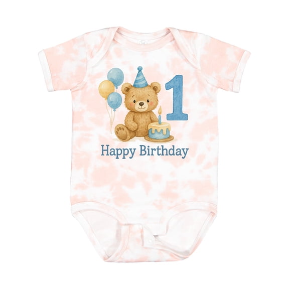 Inktastic 1st Birthday Bear with Cake and Balloons Boys or Girls Baby Bodysuit