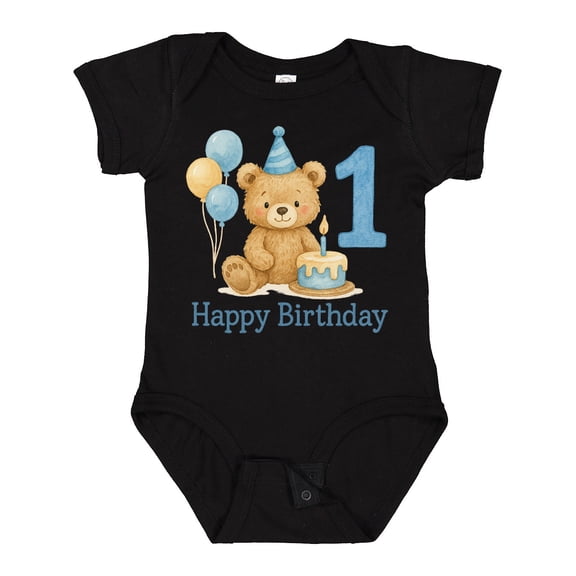Inktastic 1st Birthday Bear with Cake and Balloons Boys or Girls Baby Bodysuit