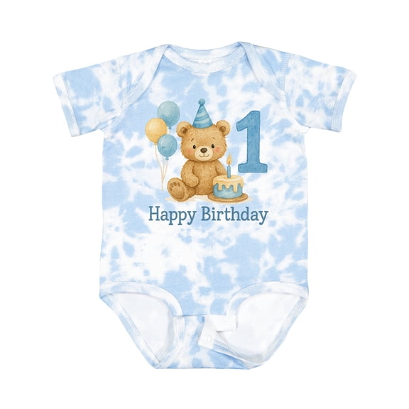 Inktastic 1st Birthday Bear with Cake and Balloons Boys or Girls Baby Bodysuit