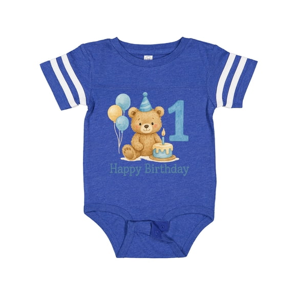 Inktastic 1st Birthday Bear with Cake and Balloons Boys or Girls Baby Bodysuit