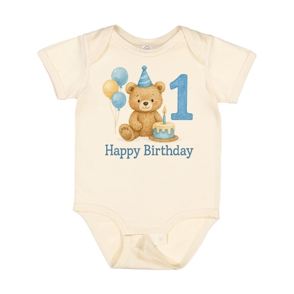Inktastic 1st Birthday Bear with Cake and Balloons Boys or Girls Baby Bodysuit