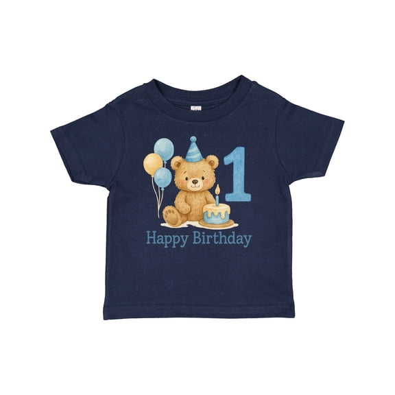 Inktastic 1st Birthday Bear with Cake and Balloons Boys or Girls Baby T-Shirt