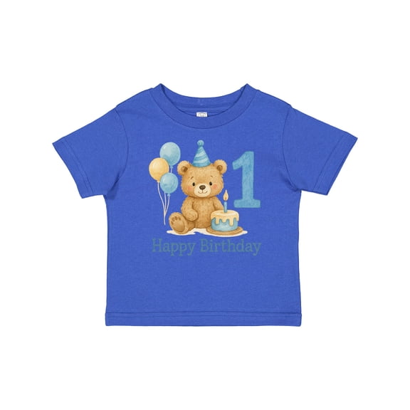 Inktastic 1st Birthday Bear with Cake and Balloons Boys or Girls Baby T-Shirt