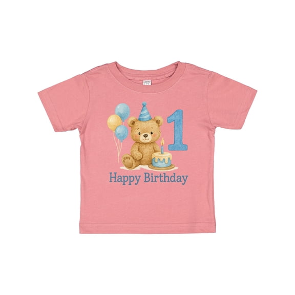 Inktastic 1st Birthday Bear with Cake and Balloons Boys or Girls Baby T-Shirt