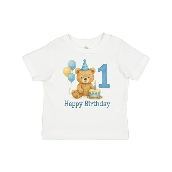 Inktastic 1st Birthday Bear with Cake and Balloons Boys or Girls Baby T-Shirt