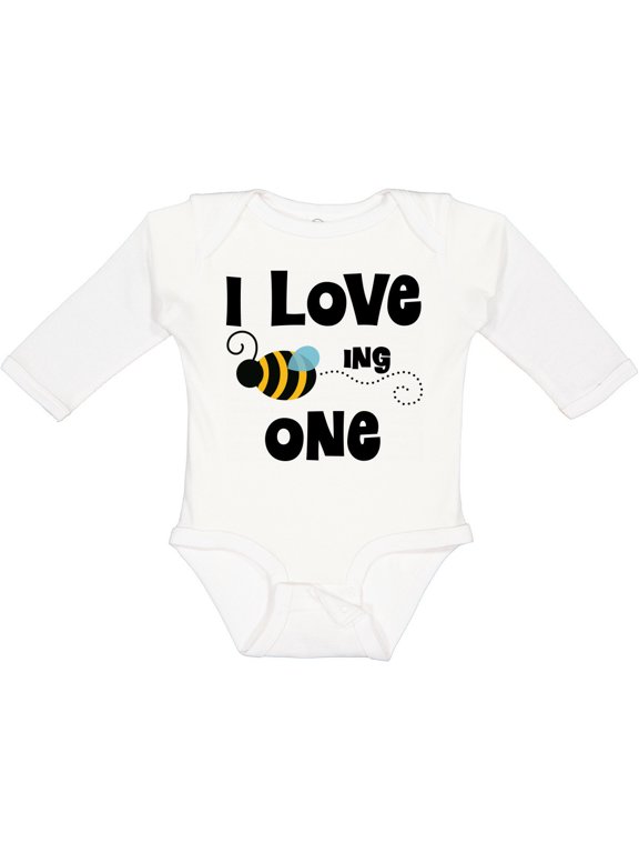1st Birthday Bee Boys or Girls Long Sleeve Baby Bodysuit